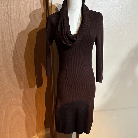 Bebe Chocolate cowl neck Knit Dress - Picture 1 of 3
